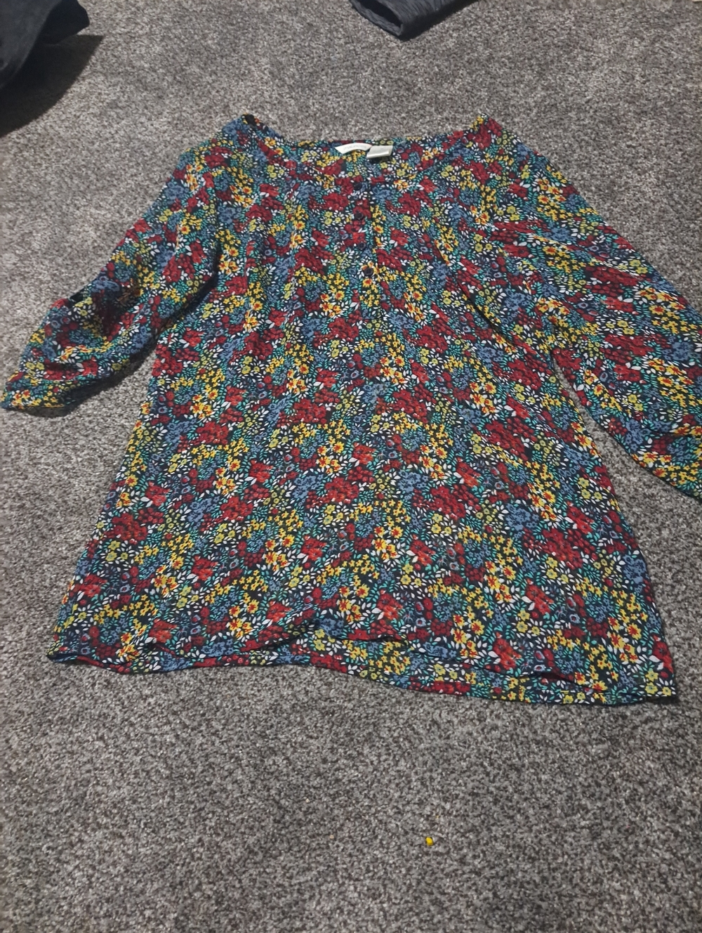 Women's Floral Peasant Blouse - Red Multicolor